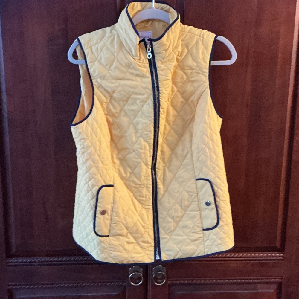 Charter Club Yellow Quilted Vest with Black Accents